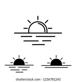 Sunrise icon vector, sunset symbol set
