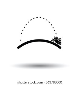 Sunrise icon. White background with shadow design. Vector illustration.