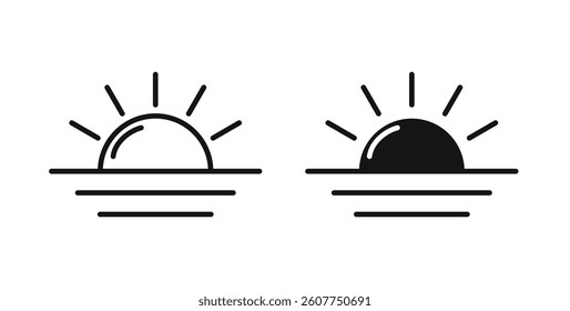 Sunrise icons in black fill and line style