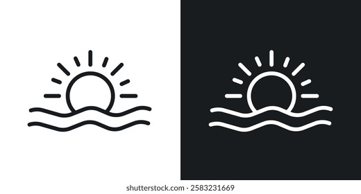 Sunrise icons in black and white liner strokes for web design.