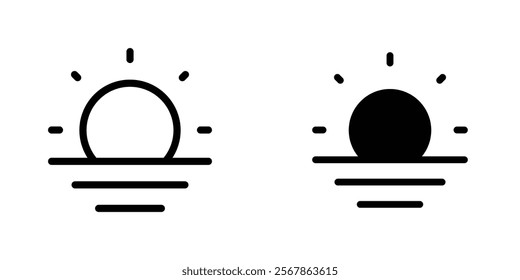Sunrise icons collection in Filled flat and thin line style.