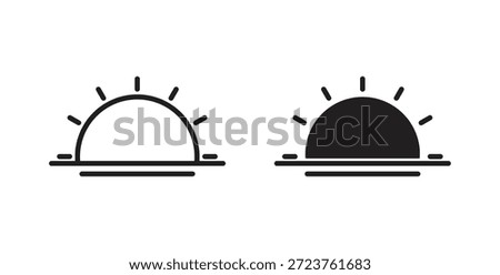 Sunrise icons in filled, thin line, outline and strokes