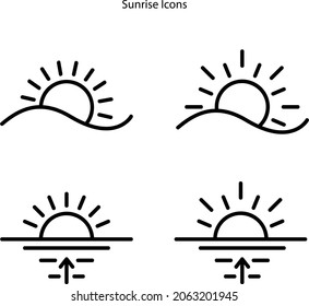 sunrise icons isolated on white background from weather collection. sunrise icon thin line outline linear sunrise symbol for logo, web, app, UI. sunrise icon simple sign.