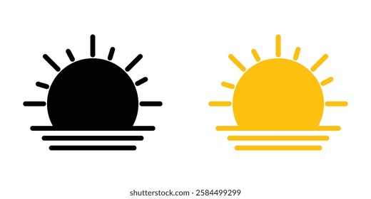 Sunrise icons pack in black and colored version