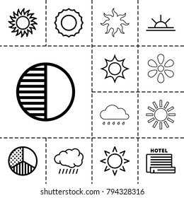 Sunrise icons. set of 13 editable outline sunrise icons such as sun, sun rise
