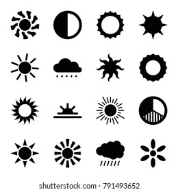 Sunrise icons. set of 16 editable filled sunrise icons such as sun, sun rise