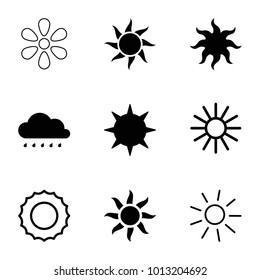 Sunrise icons. set of 9 editable filled and outline sunrise icons such as