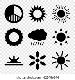 Sunrise icons set. set of 9 sunrise filled icons such as sun, sun rise