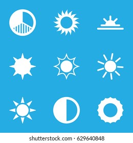 Sunrise icons set. set of 9 sunrise filled icons such as sun, sun rise