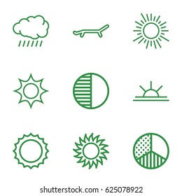 Sunrise icons set. set of 9 sunrise outline icons such as sun, sun rise