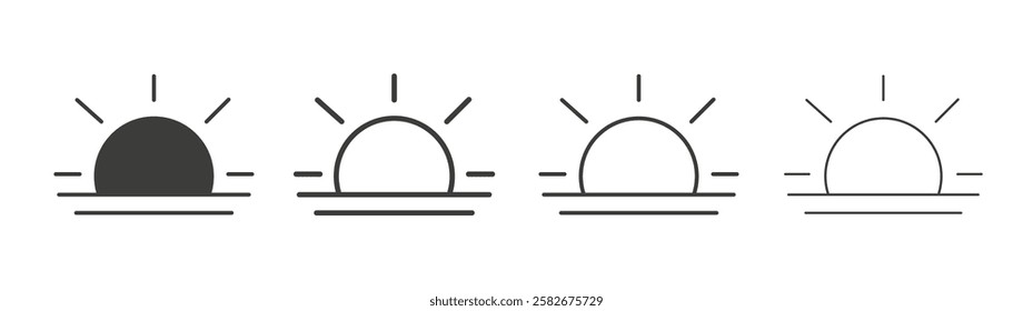 Sunrise icons set vectors graphic designs