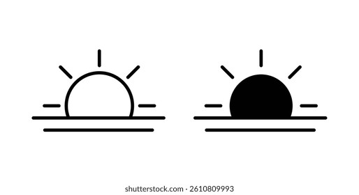 Sunrise icons. thin line vector icons
