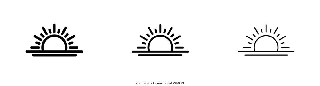 Sunrise icons in three different stroke lines