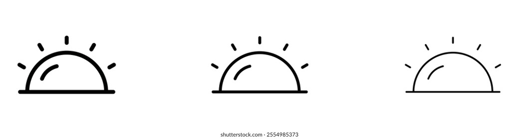 Sunrise icons in tree different stroke sizes