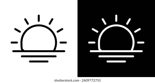 Sunrise icons vector set in stroke line style