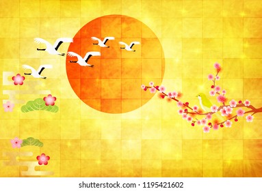 Sunrise Japanese paper New Year's card background