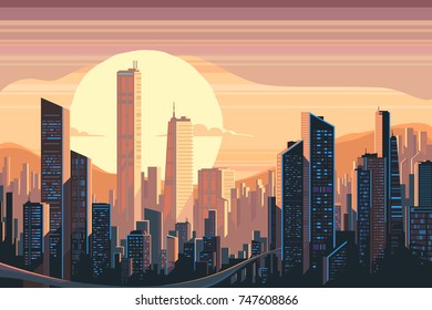 Sunrise landscape in city