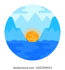 A sunrise landscape flat rounded icon