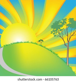 sunrise landscape vector illustration
