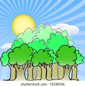 Sunrise landscape vector illustration