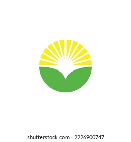 Sunrise, leaf geometric symbol simple logo vector