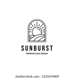 sunrise line art minimalist logo vector illustration design, sunburst logo design