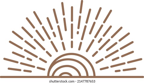 Sunrise line icon in boho style. Mystic sunset symbol
