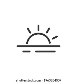 Sunrise line icon, sign or symbol. Premium pictogram in trendy outline style. Sunrise pixel perfect vector icon isolated on a white background. 