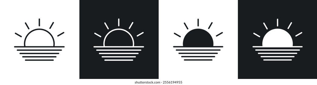 Sunrise linear icon set for app, and web design.