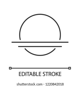Sunrise linear icon. Sunset. Thin line illustration. Rising or setting sun. Contour symbol. Vector isolated outline drawing. Editable stroke