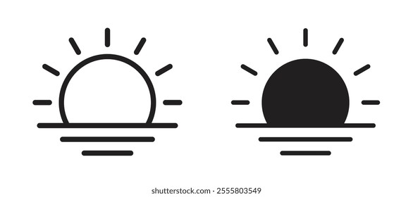 Sunrise liner icon vector set.