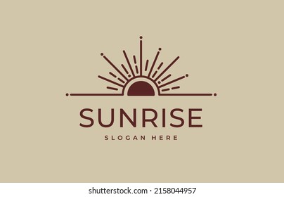 Sunrise Logo creative modern concept design premium. Abstract sun logo sun icon with geometric radial rays of sunburst. Vector illustration.