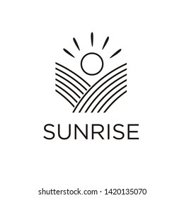 sunrise logo design between hills