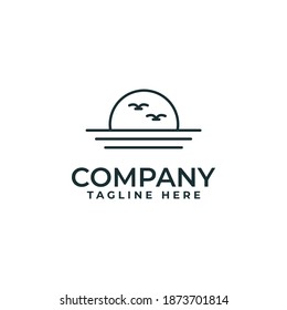 Sunrise Logo Design With Line Art Style 