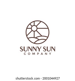 Sunrise logo design with simple line art style.