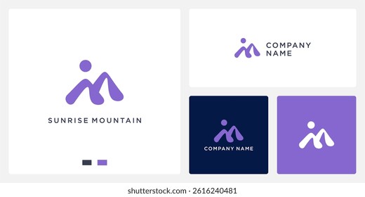 Sunrise logo design template mountain peak