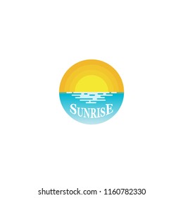 sunrise logo icon vector, sunlight in the ocean