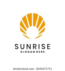 sunrise logo with orange rays in circular minimalist design