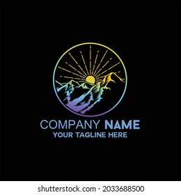 sunrise logo over the mountain vector logo