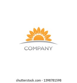 Sunrise logo. Sunflower logo. Minimalist logo.