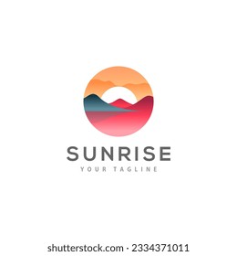 Sunrise logo, sunset logo, modern, isolated on white background, design template vector illustration