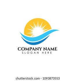 Sunrise logo template. Vector illustration Icon Logo Template Sun over horizon