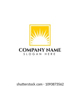 Sunrise logo template. Vector illustration Icon Logo Template Sun over horizon
