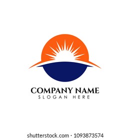 Sunrise logo template. Vector illustration Icon Logo Template Sun over horizon