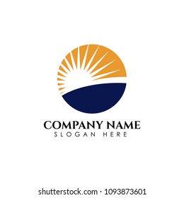 Sunrise logo template. Vector illustration Icon Logo Template Sun over horizon