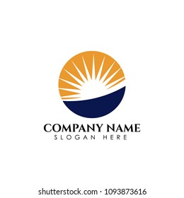 Sunrise logo template. Vector illustration Icon Logo Template Sun over horizon