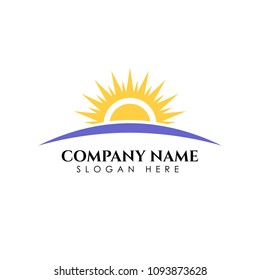 Sunrise logo template. Vector illustration Icon Logo Template Sun over horizon