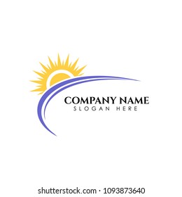 Sunrise logo template. Vector illustration Icon Logo Template Sun over horizon