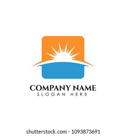 Sunrise logo template. Vector illustration Icon Logo Template Sun over horizon