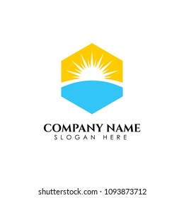 Sunrise logo template. Vector illustration Icon Logo Template Sun over horizon